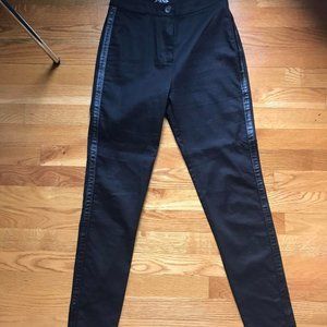 Lip Service Widow Black Real Leather Accent Skinny Pants 25 XS